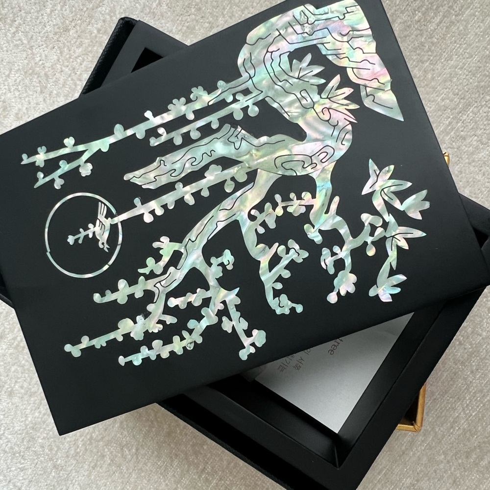 Black Box with Iridescent Tree Design